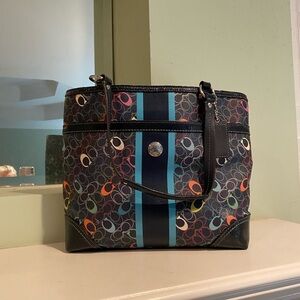 COACH SIG CHELSEA NAVY BLUE/MULTI SHOULDER BAG/ F15139